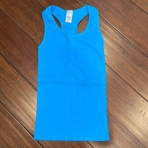 M&B Blue Ribbed Sleeveless Racerback Tank Top One Size